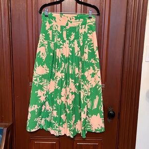 Topshop double slit pleated midi / maxi skirt Hawaiian tropical floral print